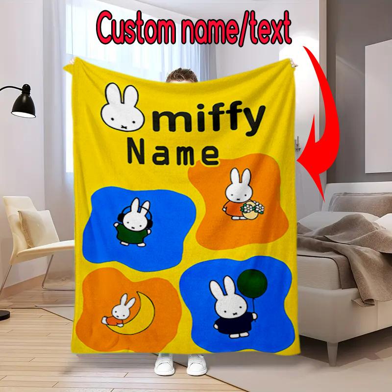 Custom Name Miffy Stars Heart Name Blanket Suitable All Seasons Soft Comfortable Sofa Office Home Blanket Camping Trip Soft And Comfortable Bedroom