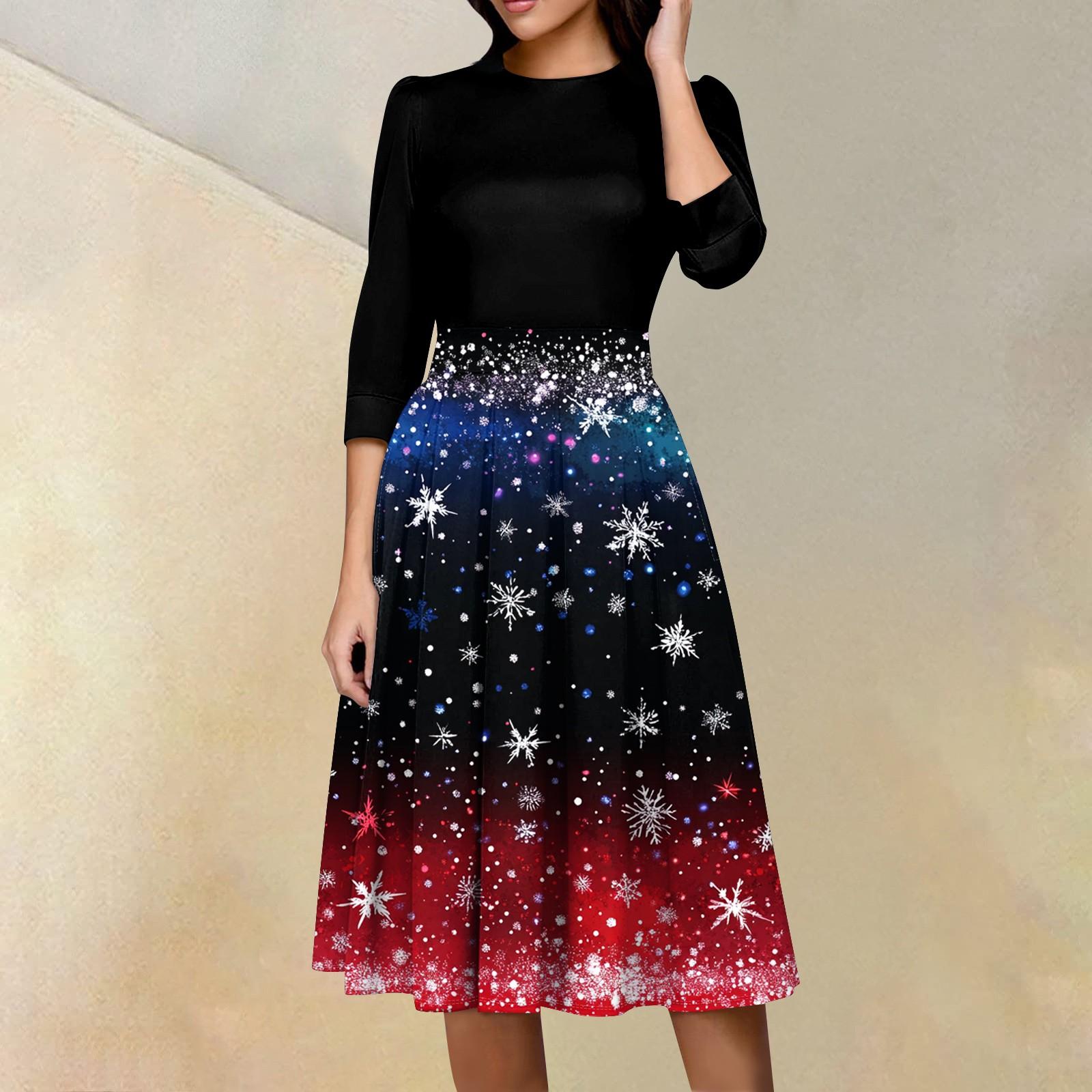 

Женское повседневное и модное платье с цветочным принтом, рукавом 3/4, карманом и молнией сзади M чёрный