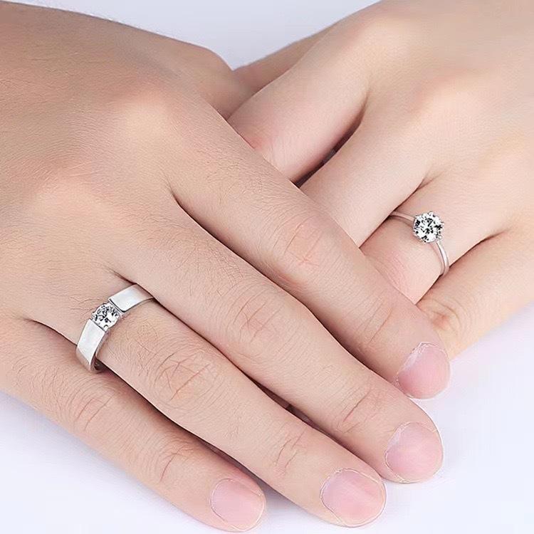 Jednokarátový zirkonový pár prstenů pánský a dámský prsten živý pár diamantem osazený otevřený snubní prsten pánské šperky.