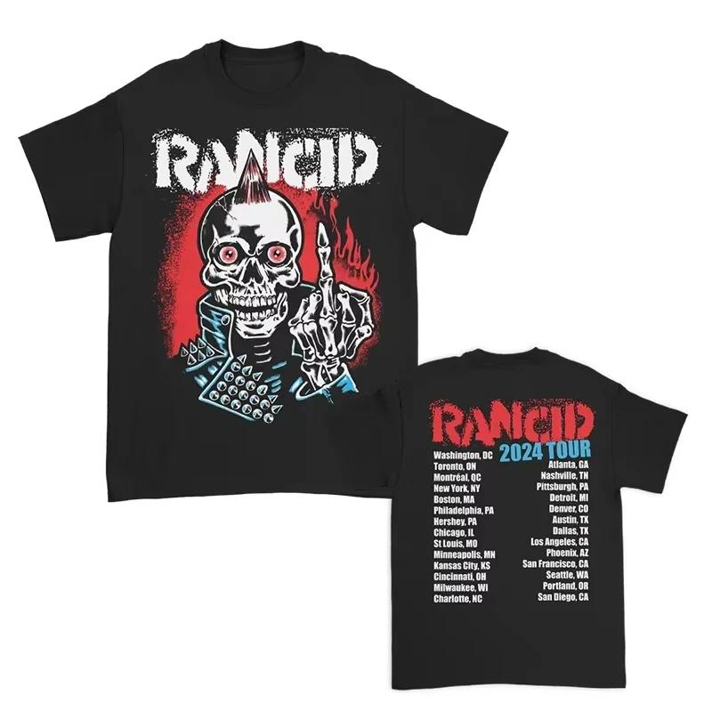 Rancid Spoiled Band British Punk Rock American High Street Skull Print Loose Print Mens and Womens Summer Cotton Tshirt