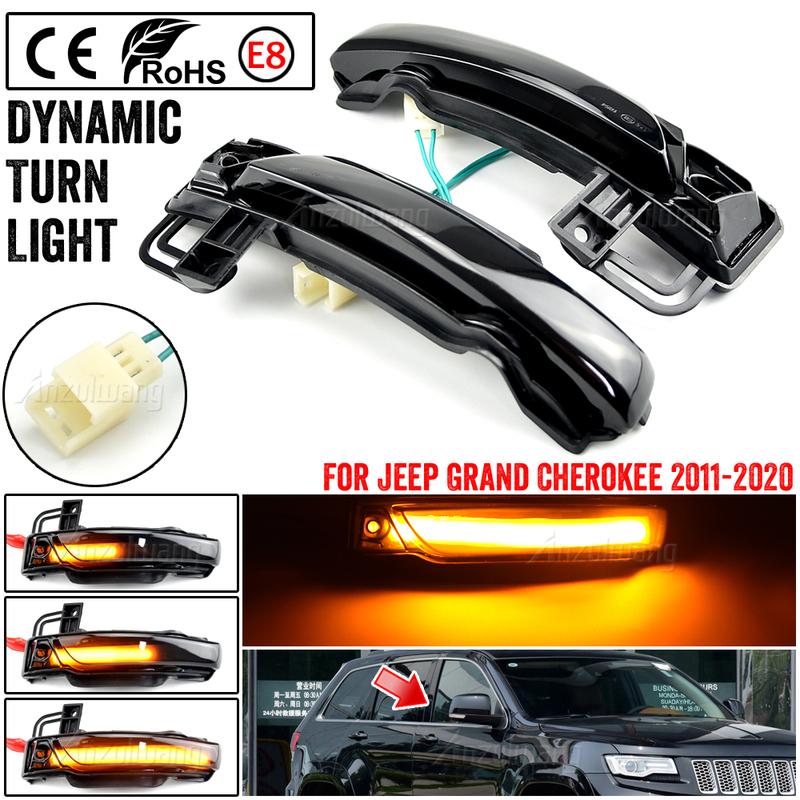 2pcs Car LED Dynamic Turn Signal Side Mirror Light Rear Mirror Blinker Lamp Fit For Jeep Grand Cherokee WK2 2011-2018