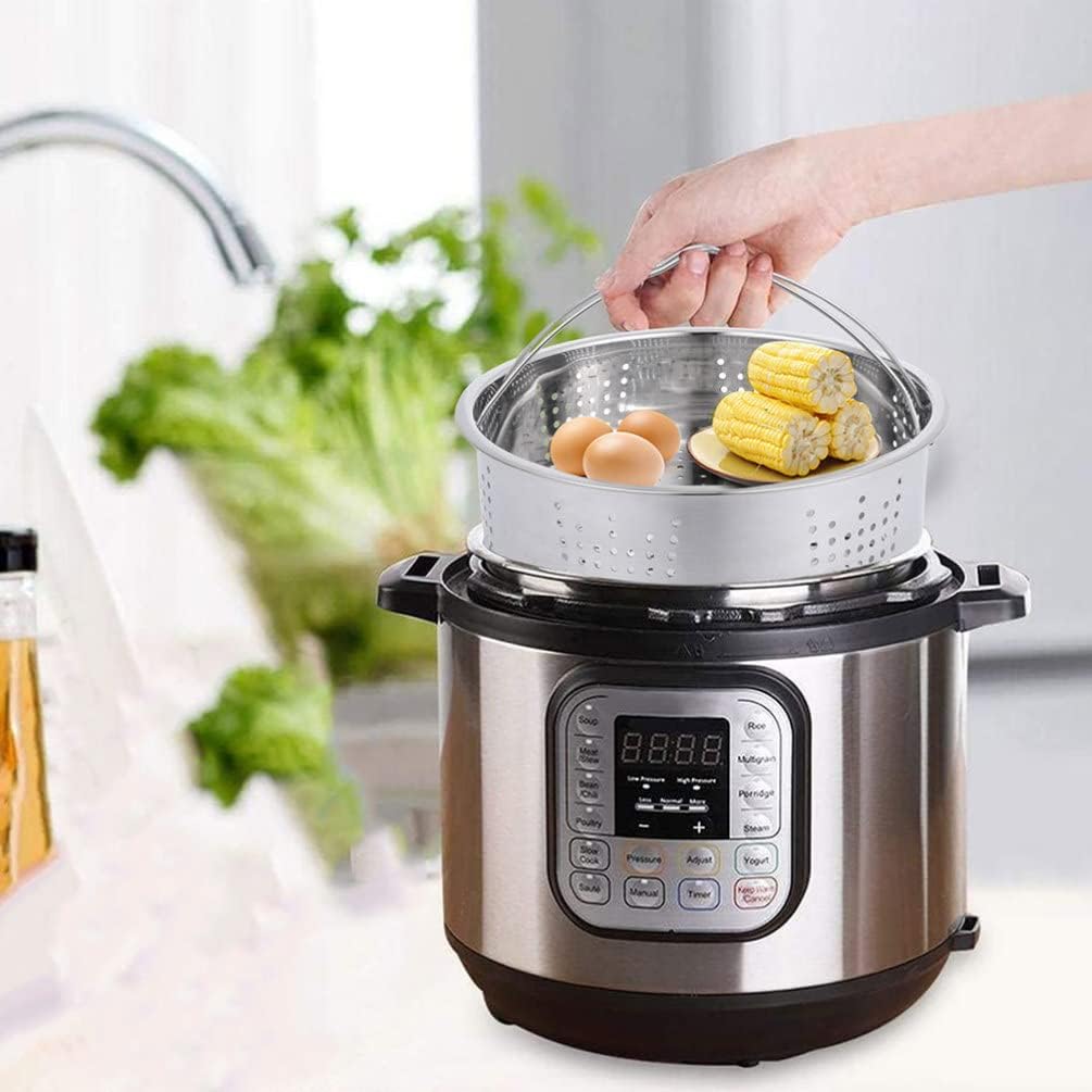 Stainless Steel Vegetable Insert Basket - Thick Food Steaming Dish Plate Cookware Tray With Handle for Vegetables, Fruits, Eggs - 20cm Pressure
