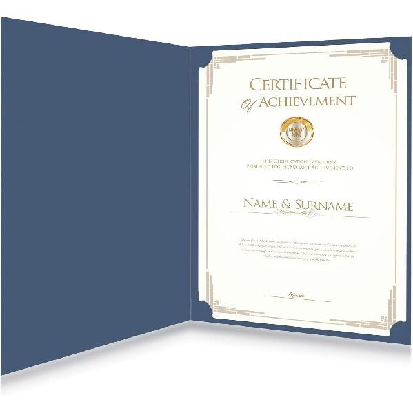 HAUTOCO 10 Pack Certificate Holders, Navy Blue Diploma Holders, Document Award Covers Certificate Folders with Gold Foil Border for 8.5x11 Letter