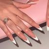 24Pcs Pink French Tip Stiletto Fake Nails Long Full Cover Press On Nails Stylish Artificial Nails For Women