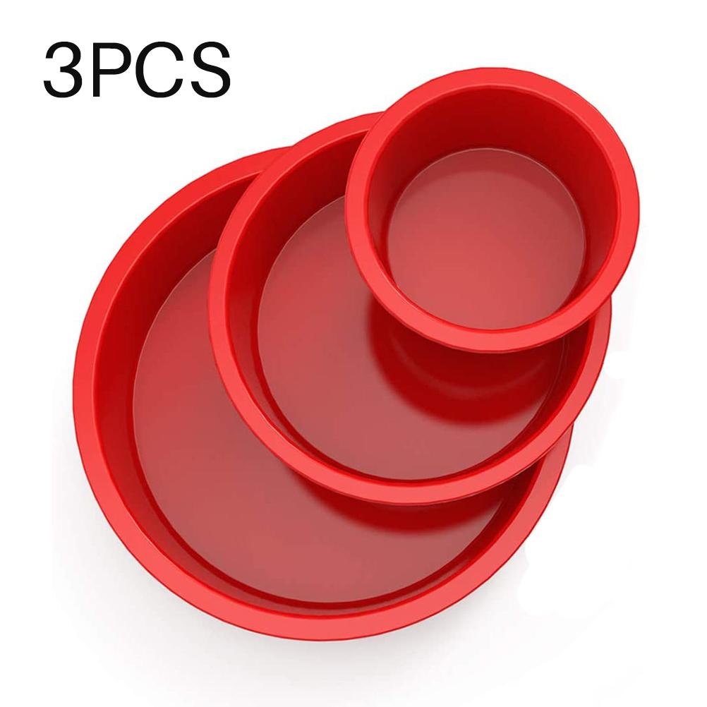 3PCS Silicone DIY Cake Mold Round Cake Pan 4 6 8 Inches Cake Mold Non Stick Baking Tools