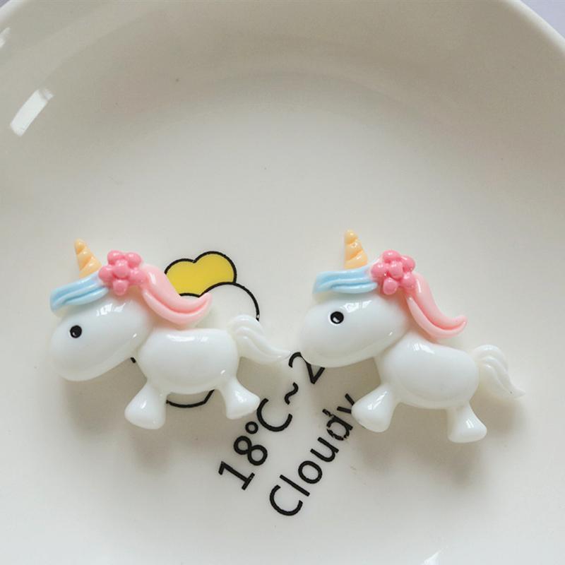 10 Pcs New Mini Cute Cartoon Unicorn, Rainbow, Ice Cream Resin Scrapbook Diy Jewellery Hairpin Decorate Accessories Craft A62
