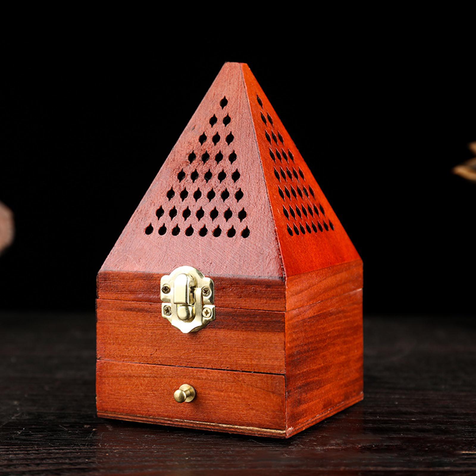 

Cone Incense Holder Pyramid Ash Catcher Wood Incense Burner Box Wooden Censer for Yoga Housewarming Meditation Bedroom Hotel