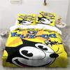 Set Biancheria da Letto Cartone Animato Carino F-Gatto Felix, Copripiumino Trapunta Set Letto Copripiumino Federa, Matrimoniale Queen Singolo Size Bambini Ragazzi Adulti
