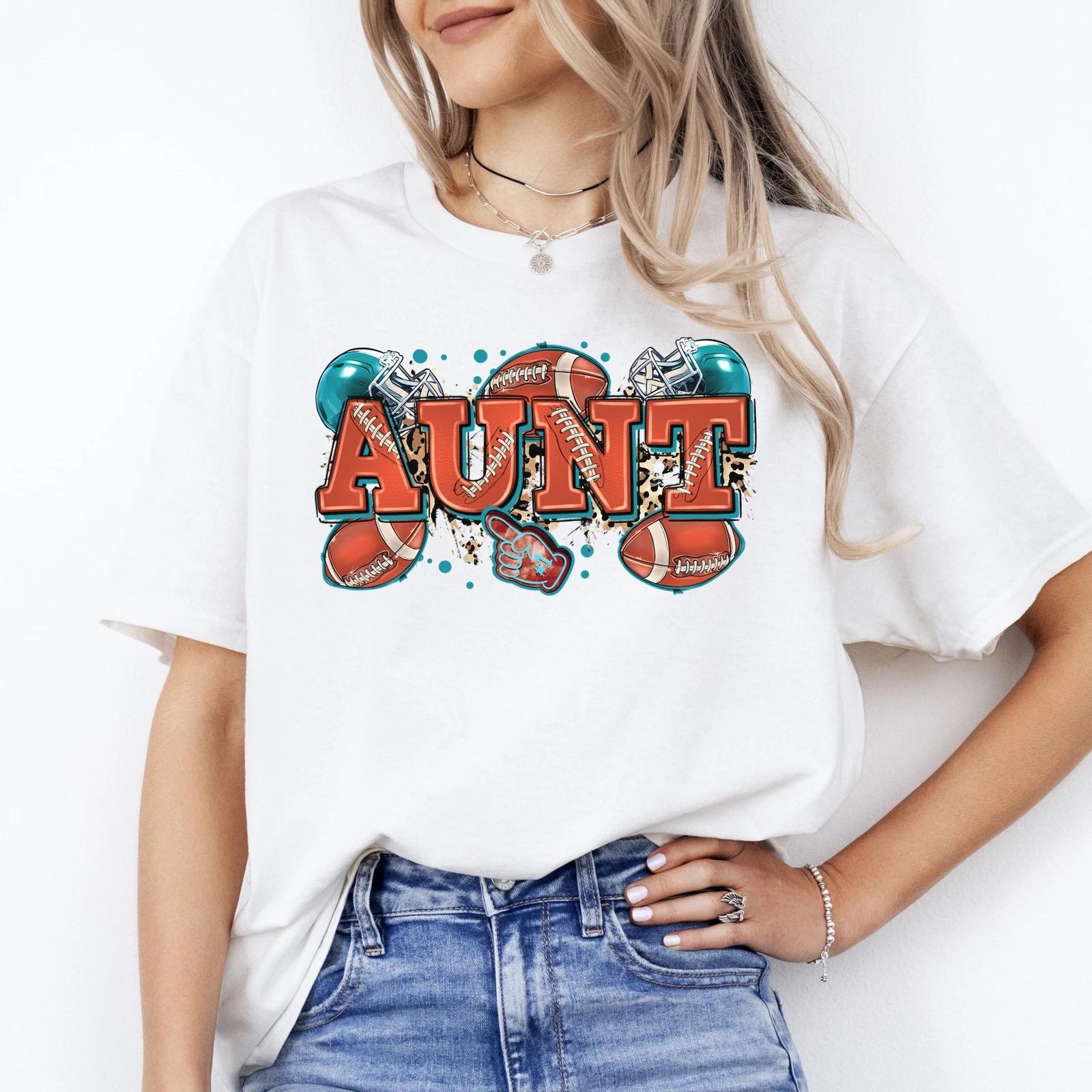 American football Aunt T-Shirt Rugby auntie Unisex tee Sand White Sport Grey 3XL