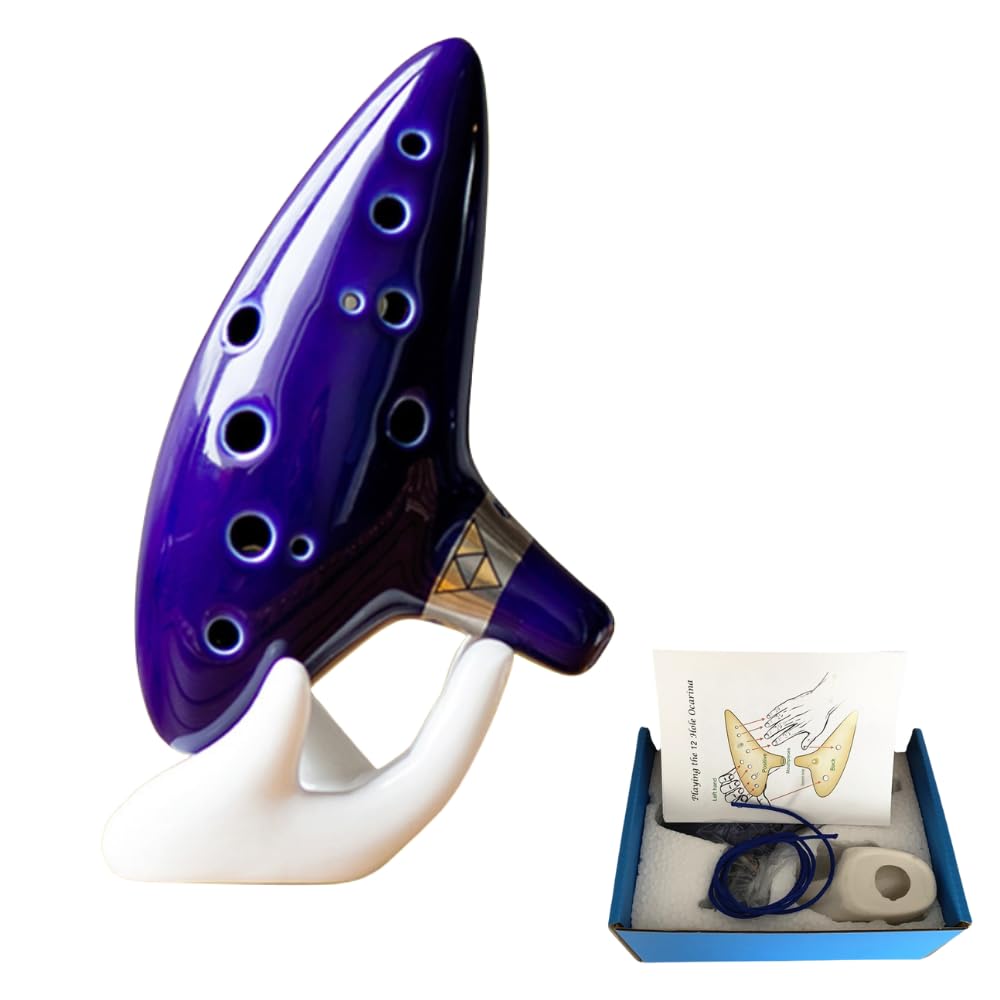 ideastore Ocarina Musical with Base Instrument, Performance, Ceramic, Stylish, Beginner's Set, Mid-Range, (Navy)