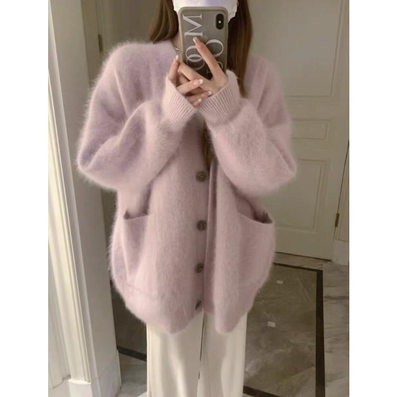 

Осінньо-зимове однотонне вільне повсякденне модне пальто з мінкового флісу для жінок, кардиган на всі випадки життя, верхній одяг onesize рожевий