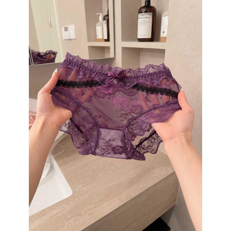 Big Size Lady Summer New Style Pure Desire Sexy Lace Pure Cotton File Breathable Low Waist Briefs