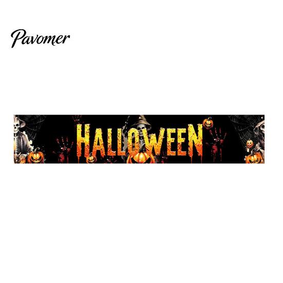 Festival Photo Booth Backdrop Halloween Fence Banner, 118 x 20 Inch Large Yard Sign Banner Flag, Scary Store Window Holiday Displays Party Hanging