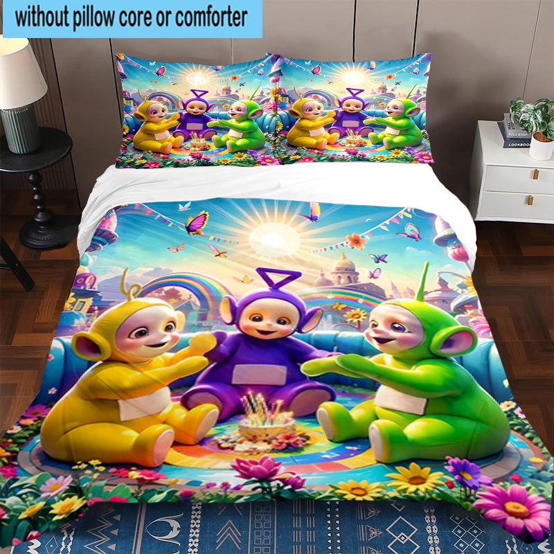 3PCS Teletu-bbies Celebrate Pride 3pcs Bedding,Including 3PCS Duvet Cover And 2pcs Pillowcases Perfect for Christmas,Ideal for Bedroom, Dormitory