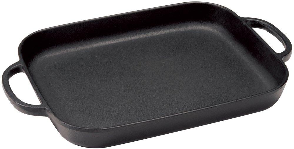 Ikenaga Iron Works Square Grill Pan, 34.7 x 23 cm, IH Compatible, Oil Plate