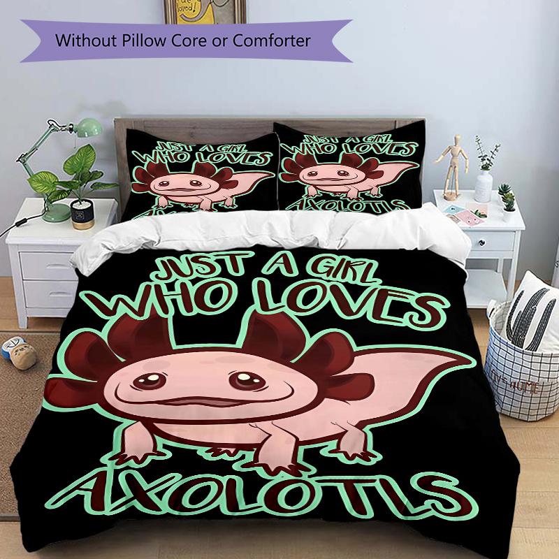 

3pcs Axolotls Bedding Set Includes Quilt Cover and Pillowcases, Suitable for All Seasons H006 135x200cm