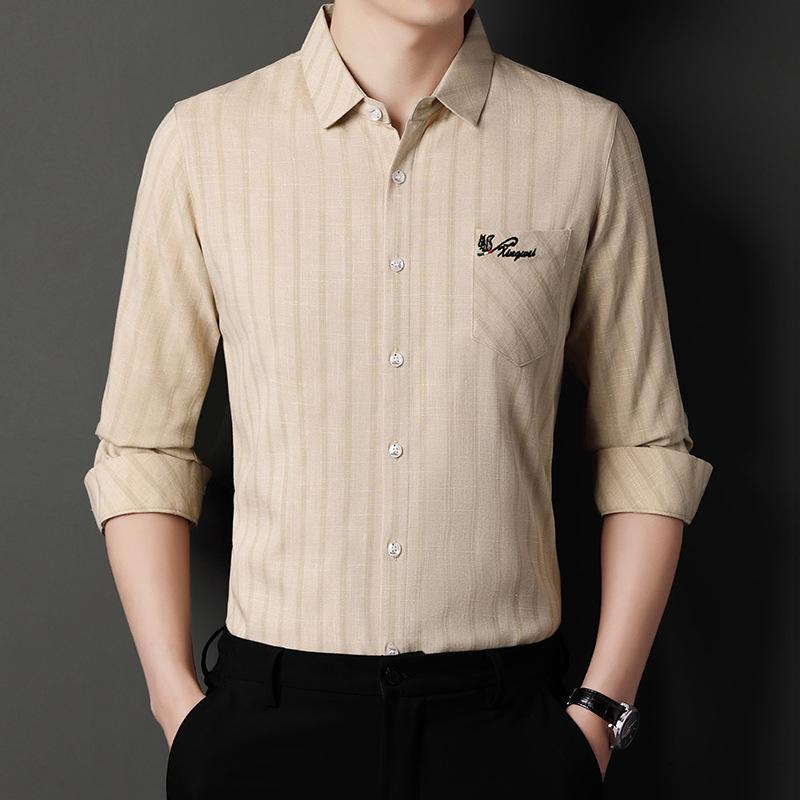 

Весенне-осенняя молодежная модная модная мужская одежда, полосатая рубашка с лацканами, тонкая свободная рубашка с длинным рукавом XXXXL