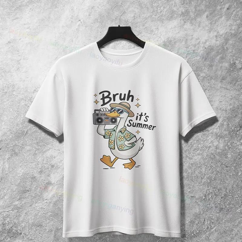 Bruh Its Summer Duck Graphic Tee Breathable Cotton Casual Funny Short Sleeve TShirt S