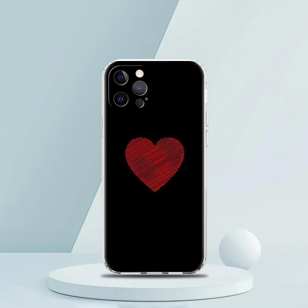 For iPhone 15 16 14 13 12 Mini 11 Pro Max XS X XR SE 7 8 Plus Silicone Clear Cover I Love You Pink Heart Luxury Phone Case