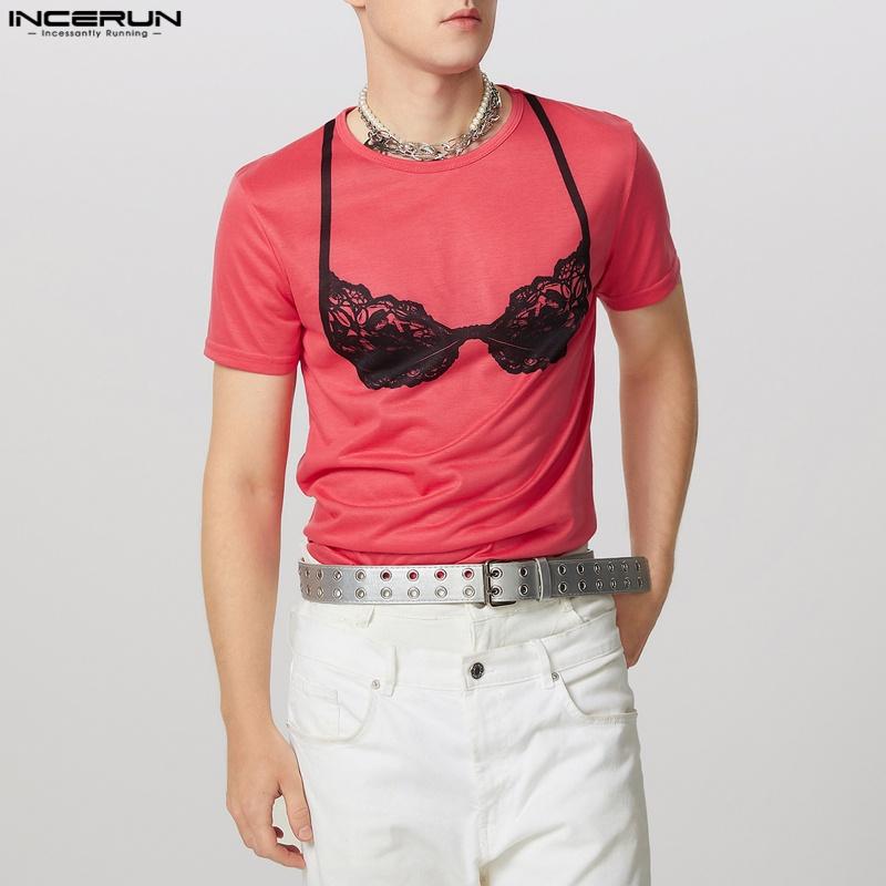 

INCERUN Summer Men Round Neck Short Sleeve 3D Fun Prints Loose T-shirts Tee 3XL красный