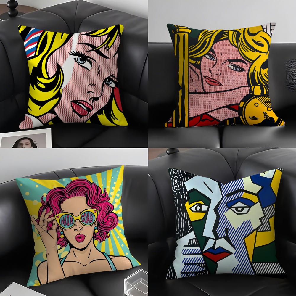 R-Roy L-Lichtenstein Pop Cushion Cover Pillowcase Ultra Soft Skin Friendly Fabric Cloud Like Comfort & Concealed Zipper