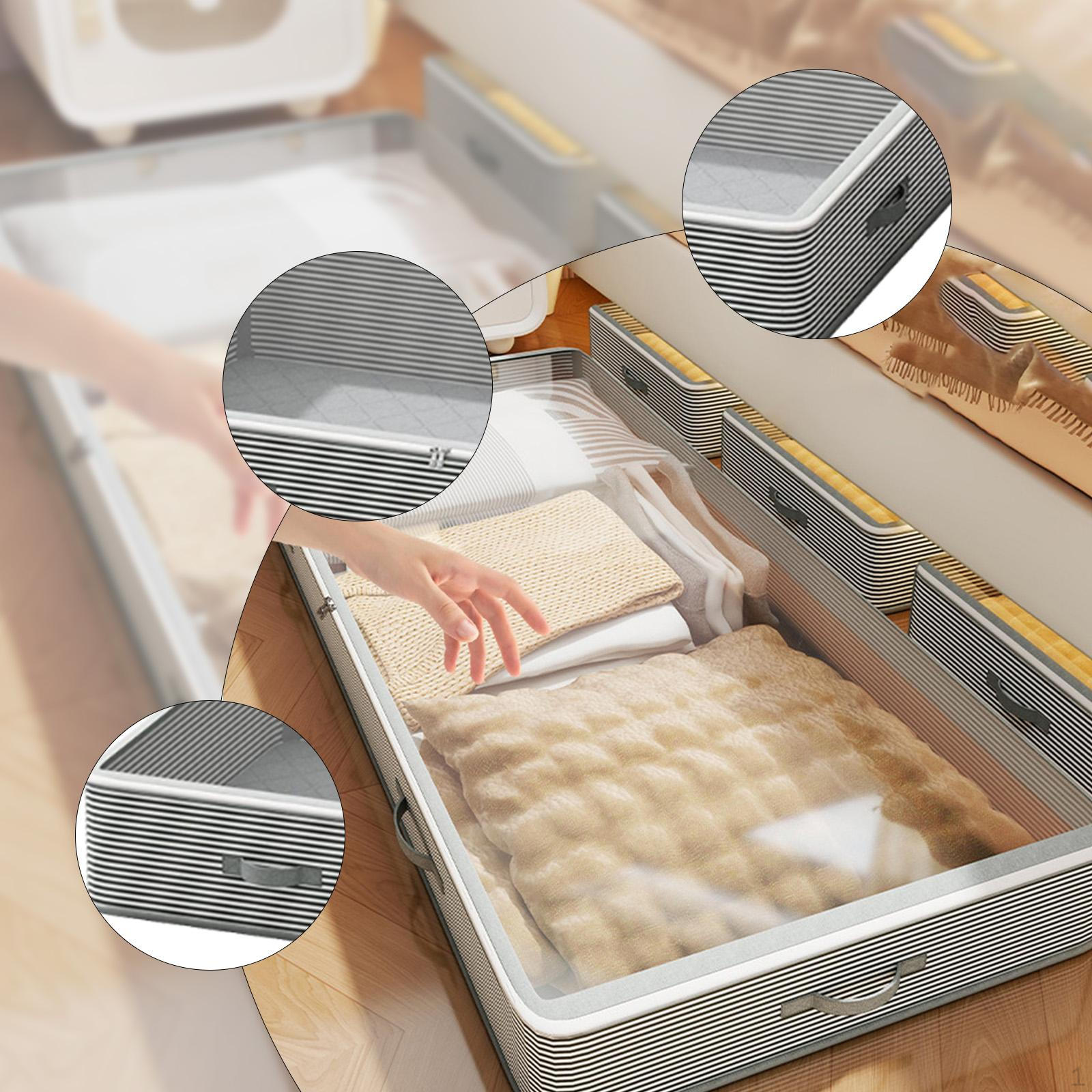 

Контейнер для хранения под кроватью, органайзер для шкафа, 55 л, легкодоступный контейнер для подушек под кроватью 1 Piece