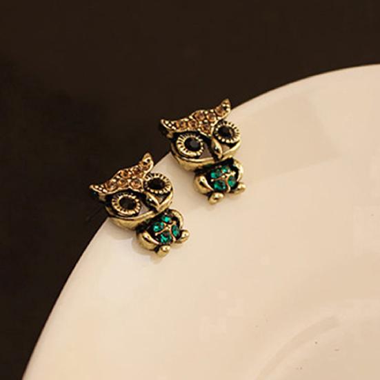 1 Pair Stud Earrings Vintage Cute Alloy Women Animal Bird Owl Stud Earrings for Daily Life