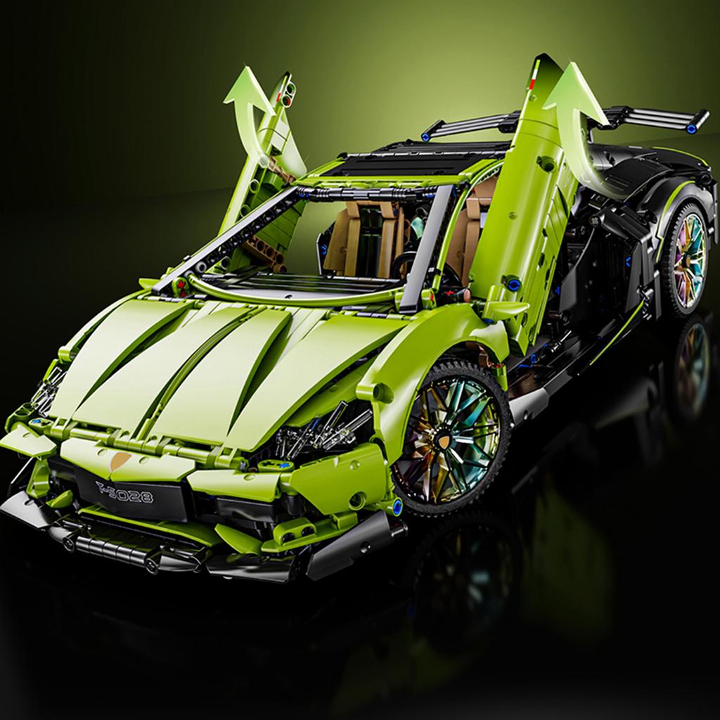 2209PCS Green Sports Car Construction Bricks Playthings Model Sports Car Assemble Blocks Toy Sets Ideal For Kid Desktop Ornament Gifts