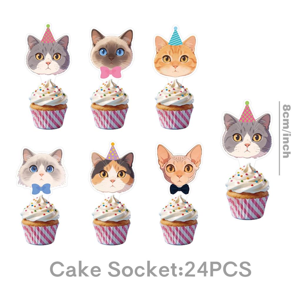 Cat-Themed Birthday Party Tableware Set: Disposable Tablecloth, Plates & Cups