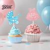 Glitter Paper Baby Theme Picks 12Pcs Boy Girl Birthday Cake Toppers Themed Cupcake with Party Supplies Bottle Stroller Bow Suit Cardboard