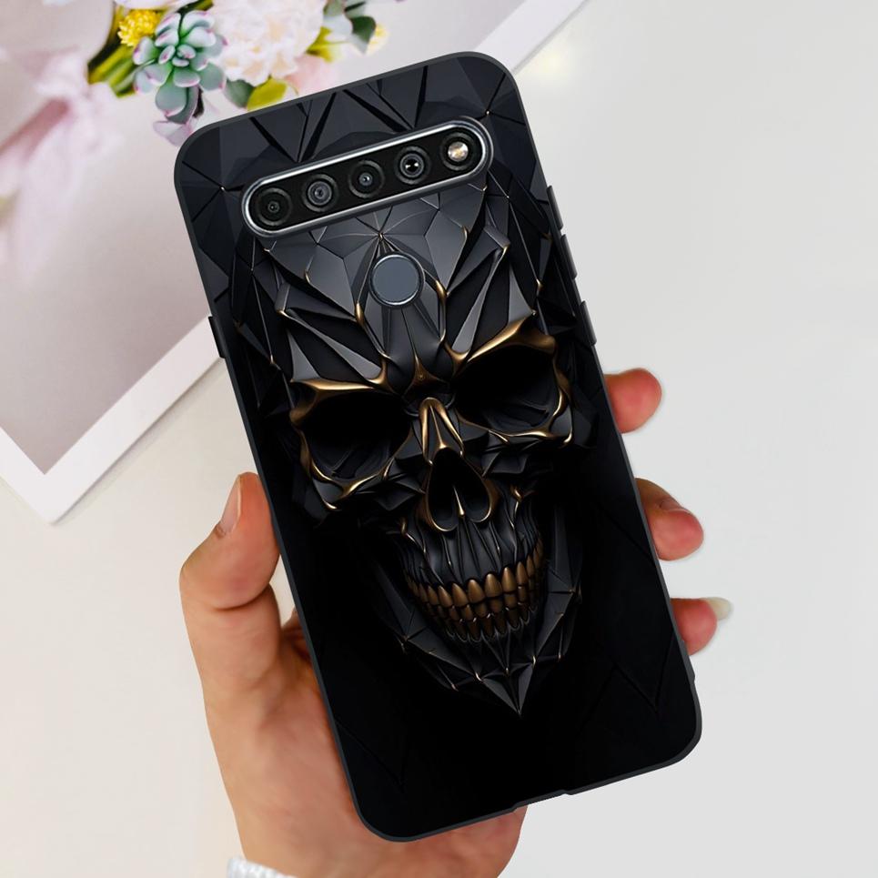 For LG K61 / Q61 / K62 / Q62 Case 2020 Fashion Back Cover Coque Flower Cartoon Animals Dragone Soft TPU Black Silicone Bumper