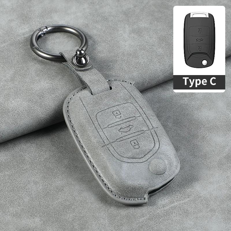 3 Button Leather Car Flip Key Case Cover for SGMW Wuling Hongguang Mini 2025 for Baojun 510 560 730 310W 530 360 200E Key Shell