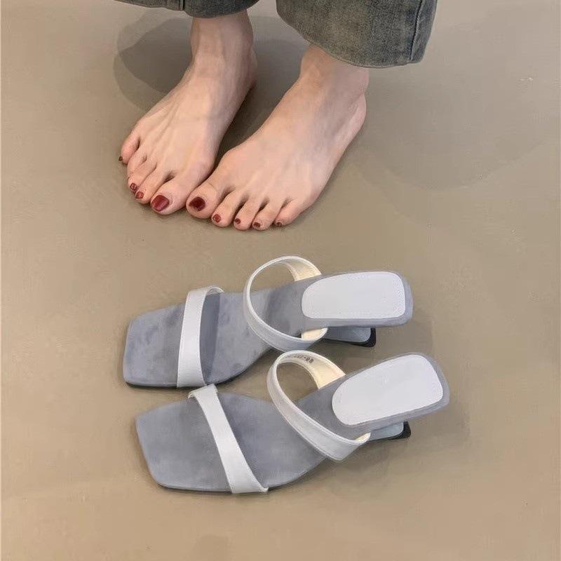 

Дизайнерские нишевые сандалии 2025 лето французский нежный сказочный стиль открытый носок высокий каблук танкетка крутые шлепанцы 41 синий