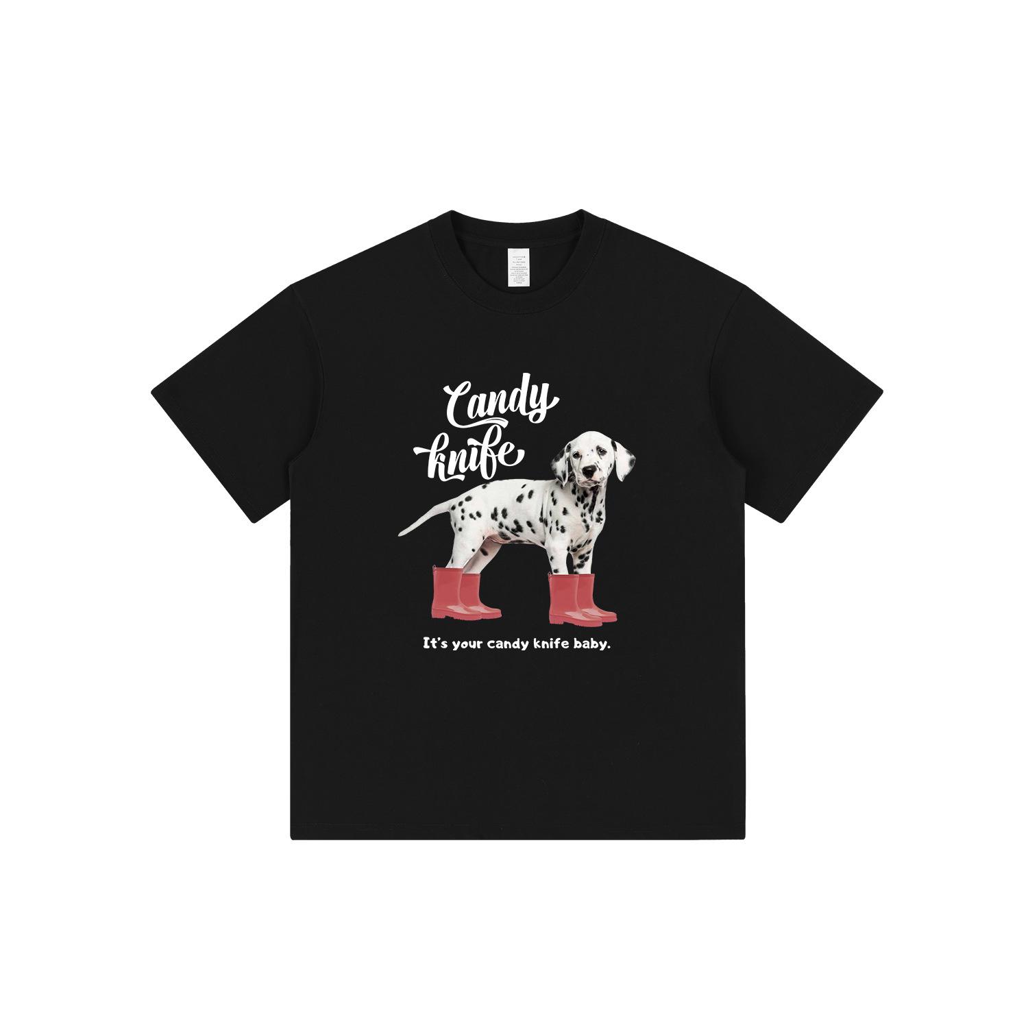 

Puppy Print Cotton Crew Neck T-shirt, Unisex Slim Fit, Short Sleeve, Spring/Summer Design 3XL