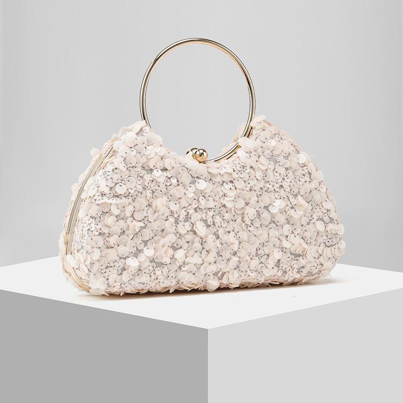 New Pearl Fabric Ring Evening Bag Dinner Bag Clutch Bag Chain Bag Dress Bag Wedding Bag