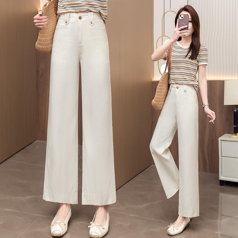

Lemon Yellow Nine-Point Slim Straight High-Waisted Jeans for Petite Women: Flattering, Thin, Wide-Leg Pants - Spring/Summer 2026 30/2XL абрикосовый