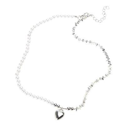 Gebrochene Silberkette Modische Herzkette Legierungsmaterial Anhänger Choker Y2K Schmuck Geschenk für Frau Mädchen