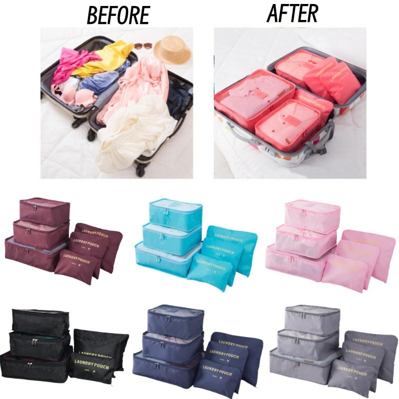 Qx Oxford Cloth Travel Storage Bag Suitcase Set Of 6 For Clothes And Underwear