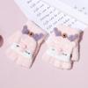 Winter knitted flip half-finger gloves jacquard deer imitation mink cover gloves baby warm back cover gloves