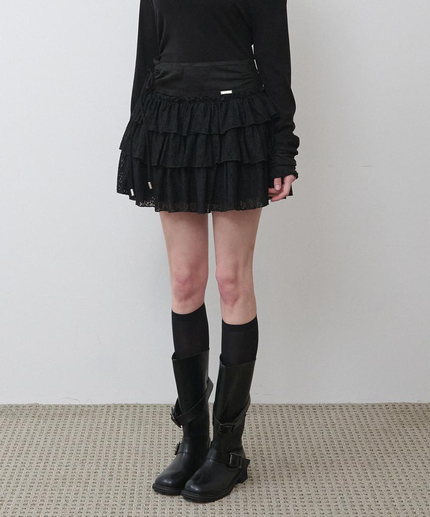 Micene Agatha Suede Tiered Mini Skirt
