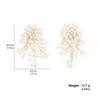 Vintage Imitation Pearls Flower Earrings for Women Luxury Handmade Beading Tassels Long Earring Bridal Wedding Party Jewelry