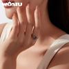 WOSTU Vintage 925 Sterling Silver Open Ring For Women Oval Mystic Topaz Gemstone Retro Adjustable Statement Rings Party Gift