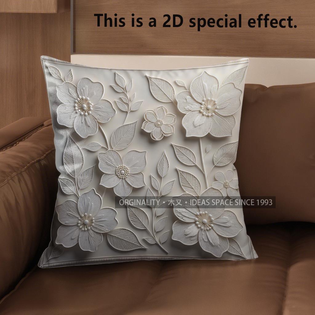 2D Floral Embroidered Pattern Decorative Pillow Covers Pattern Cushion Cover Suitable For Sofa Bedroom Car Pillow Cover