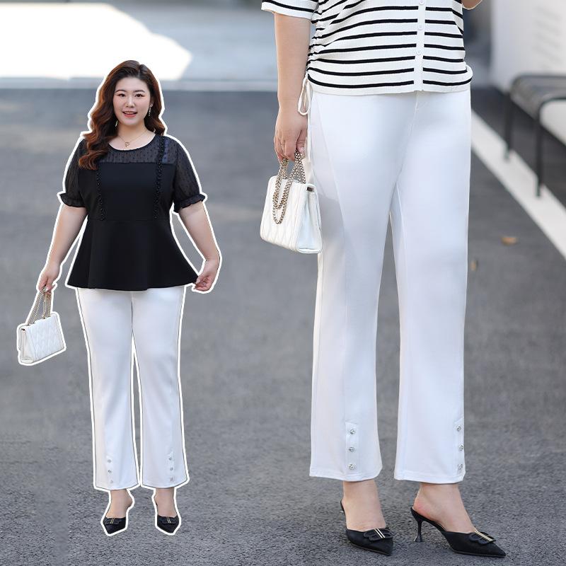 Casual Spring Slimming Pants with Beaded Drape and A Slightly Flared Look
