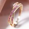 Minimalist Stacking Crossed Wedding Bands Black Gold Silver Color Blue Red Green Stone White Zircon Thin Rings For Women Jewelry