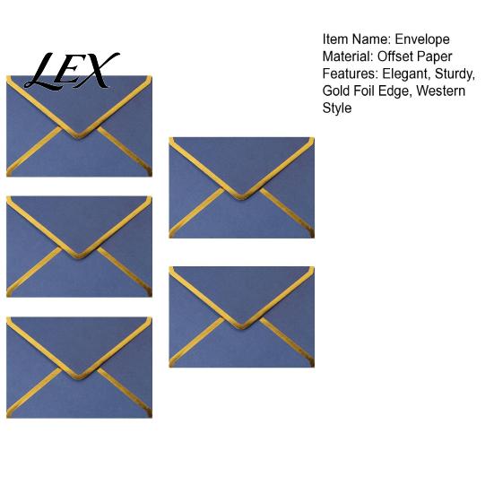 Formal Business Stationery 5Pcs Western Style Envelopes with Gold Foil Trim, Offset Paper Invitation Premium Texture for Wedding, Greeting Cards,
