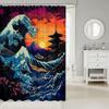 Feelyou Japanese Wave Bath Curtain for Boys Girls Fuji Mountain Shower Curtain Waterproof Japanese Style Bathroom Shower Curtain