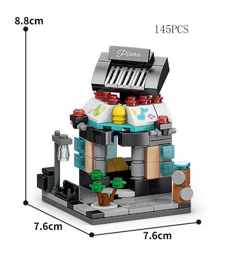 City Japanese Street View Food Vehicle Shop Barbecue Sushi Shaved Ice Ramen Car Model Building Blocks Friend Girl Bricks Toy