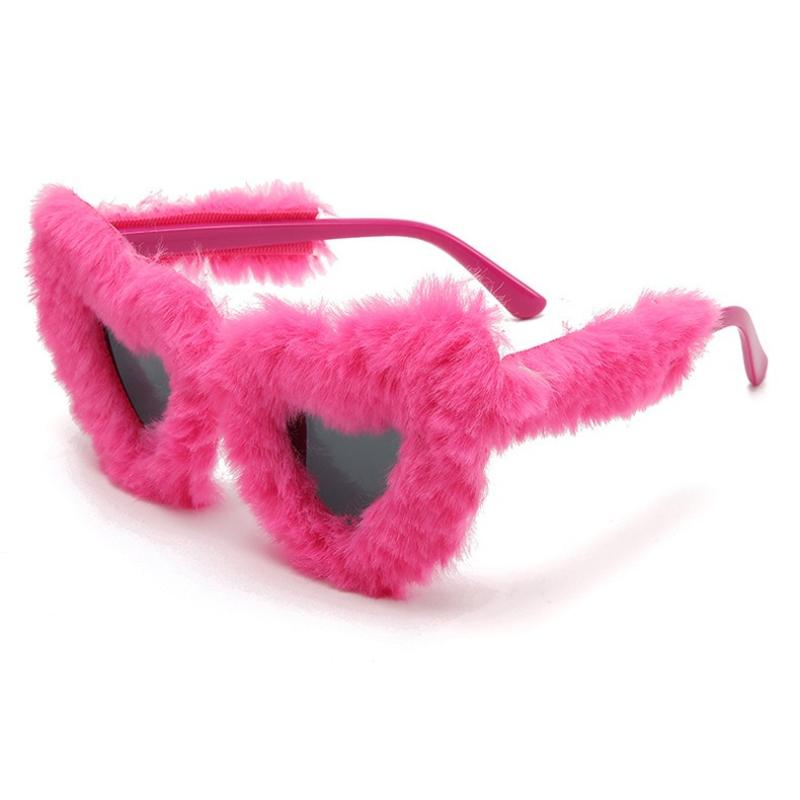 New Fashion Glasses Plush Love Sunglasses Peach Heart Dance Party Funny Heart Sunglasses