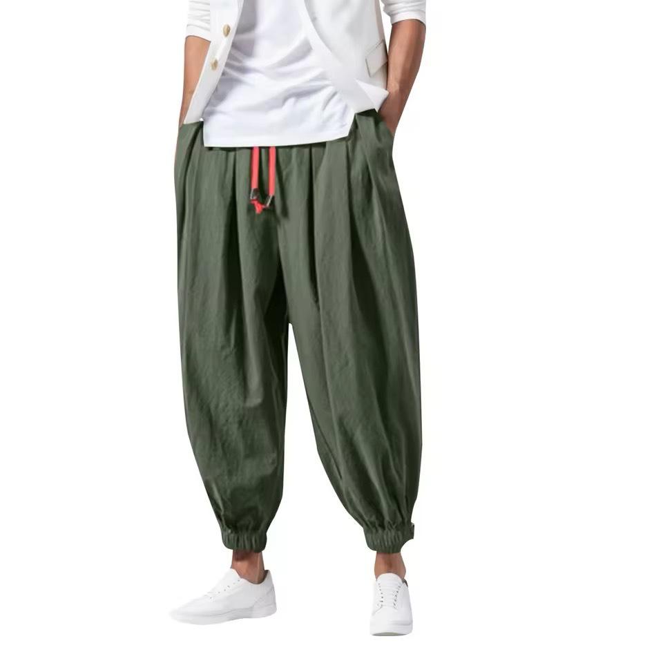 2024 Men's American Style Loose Lantern Cuffed Wide-leg Harem Pants